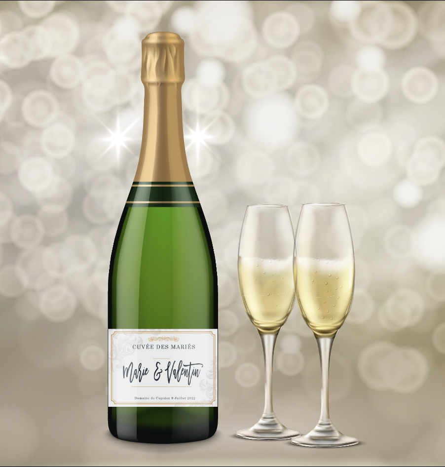 Etiquettes personnalisées mariage bouteille champagne