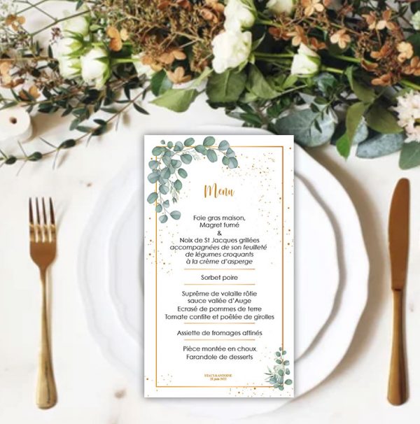 menu mariage personnalise eucalyptus