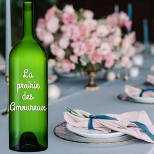 Sticker nom de table bouteille de vin mariage magnum