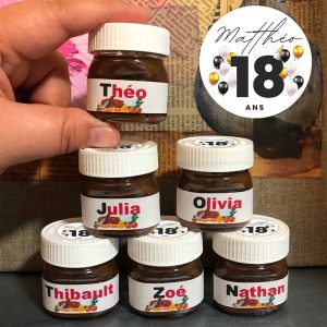 Etiquette Mini pot nutella prénom + anniversaire personnalisé