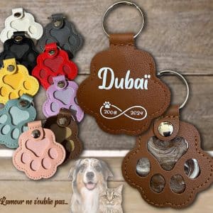 Porte-clé personnalisé poils de chien ou chat souvenir personnalisé avec dates