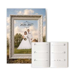 Agenda personnalisé 2026-2027 avec photo – Cadeau invité mariage haut de gamme, original et utile